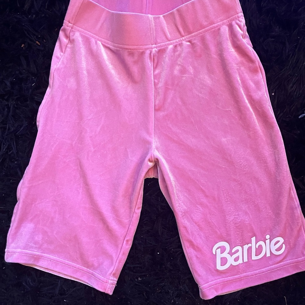 Barbie Pink Velvet Biker Shorts